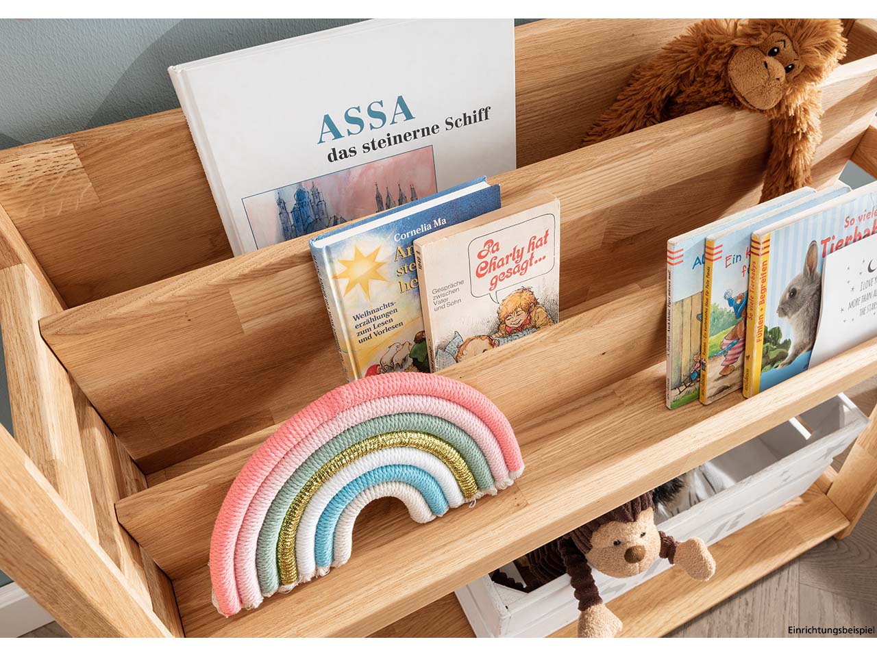 Kinderregal 'Montessori' B83xT38xH75cm, Bücherregal oben, Wildeiche geölt