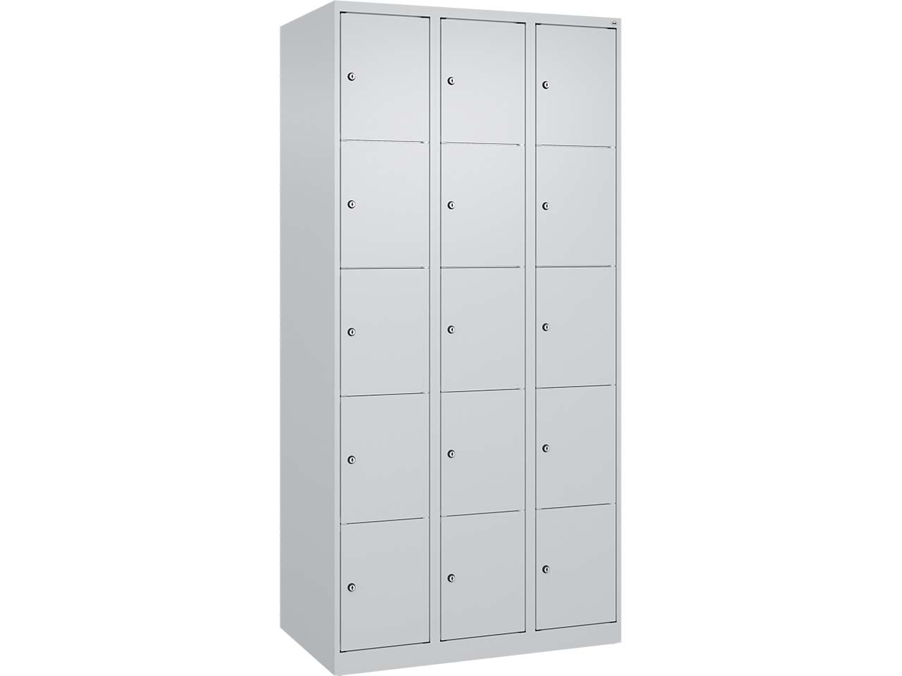 C+P Schließfachschrank Classic PLUS, 15 Fächer, 1850x900x500mm, Lichtgrau/Lichtgrau