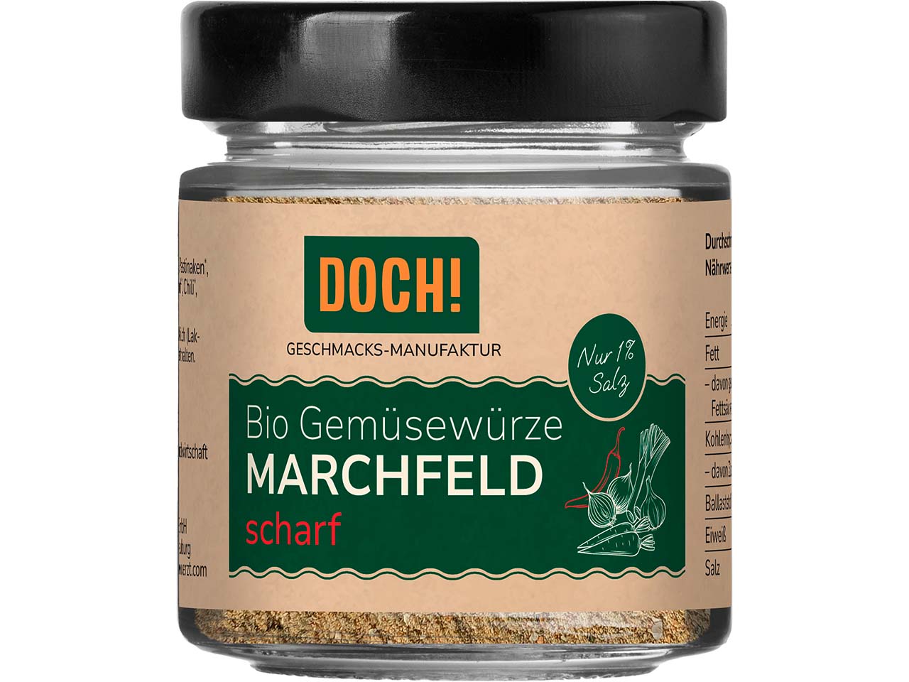 DOCH! Bio-Gewürzmischung Gemüsewürze "MARCHFELD scharf" Glas, 60 g