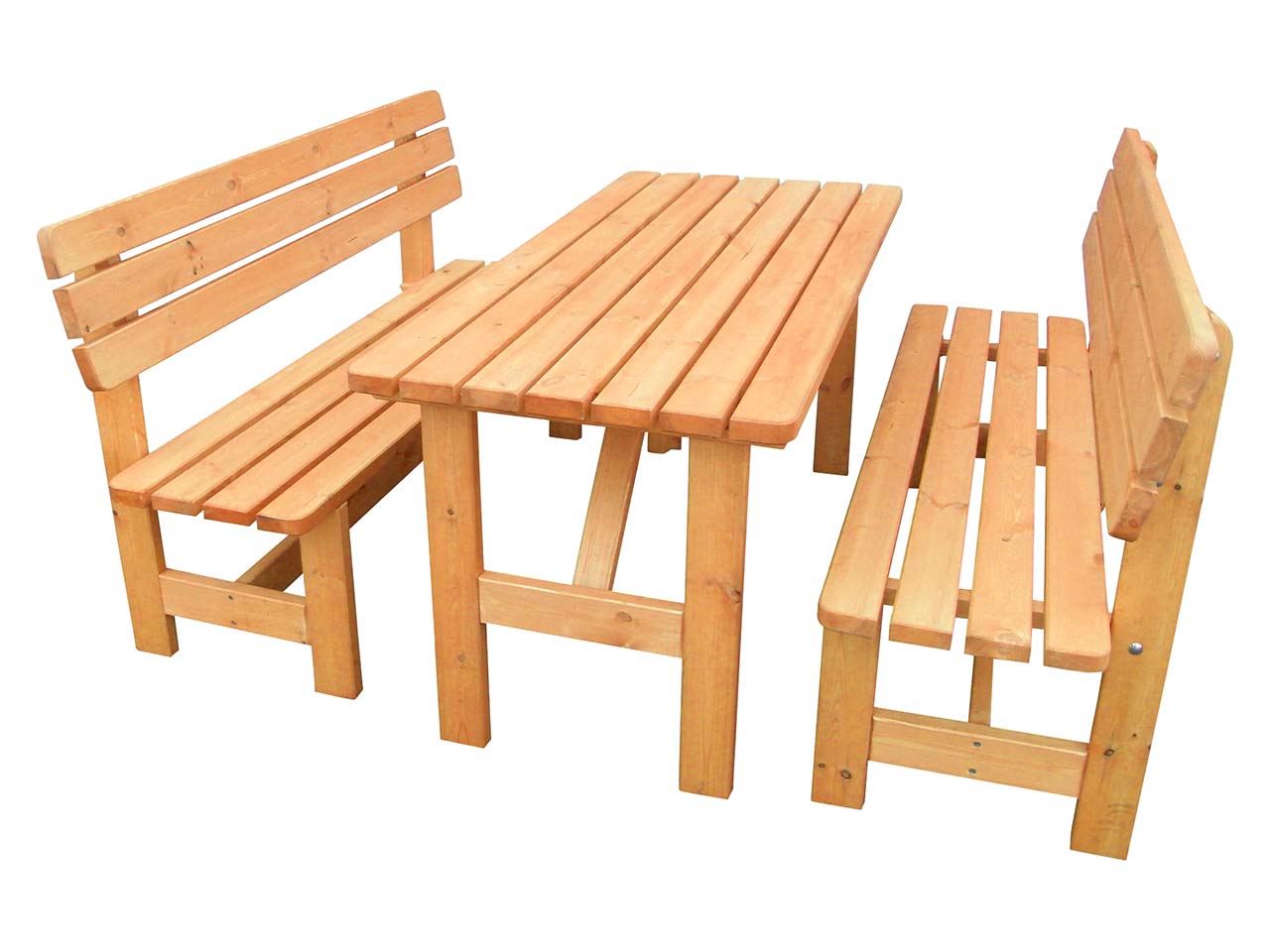 Promex Gartenmöbel-Set "Summer" 2 Bänke, 1 Tisch, Kiefer honigbraun
