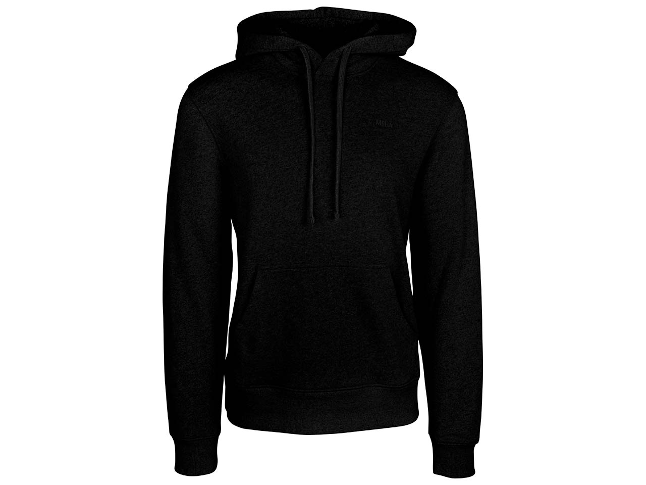 MELA Bio-Herren-Hoodie "TICAN" mit aufgesetzten Fronttaschen, schwarz, Gr. XL