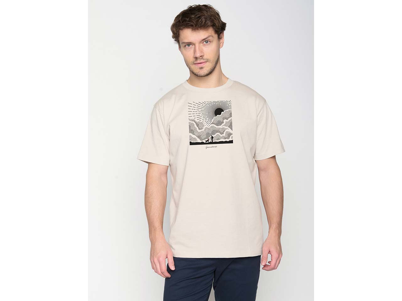 GREENBOMB Bio-Herren-T-Shirt 'Friends' mit Rundhalsausschnitt, off white, Gr. M