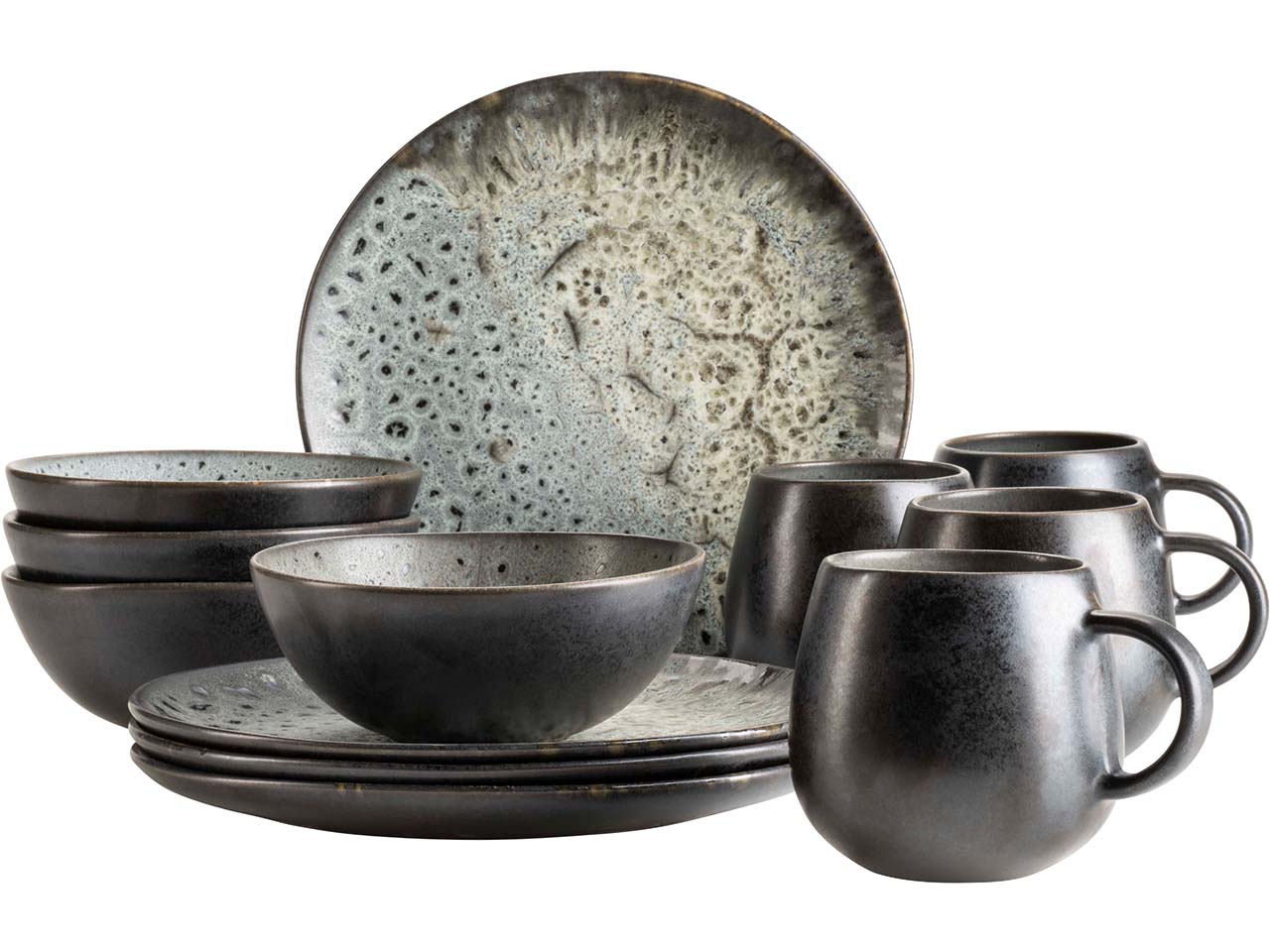 Mäser Frühstück Set 8-tlg. "Carellia" Steinzeug, grau