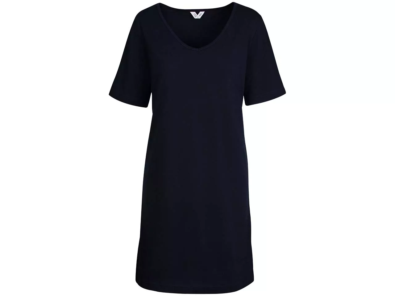 MELA Bio-Damen-Midi-Kleid "JANITRA" mit V-Ausschnitt, navy, Gr. M