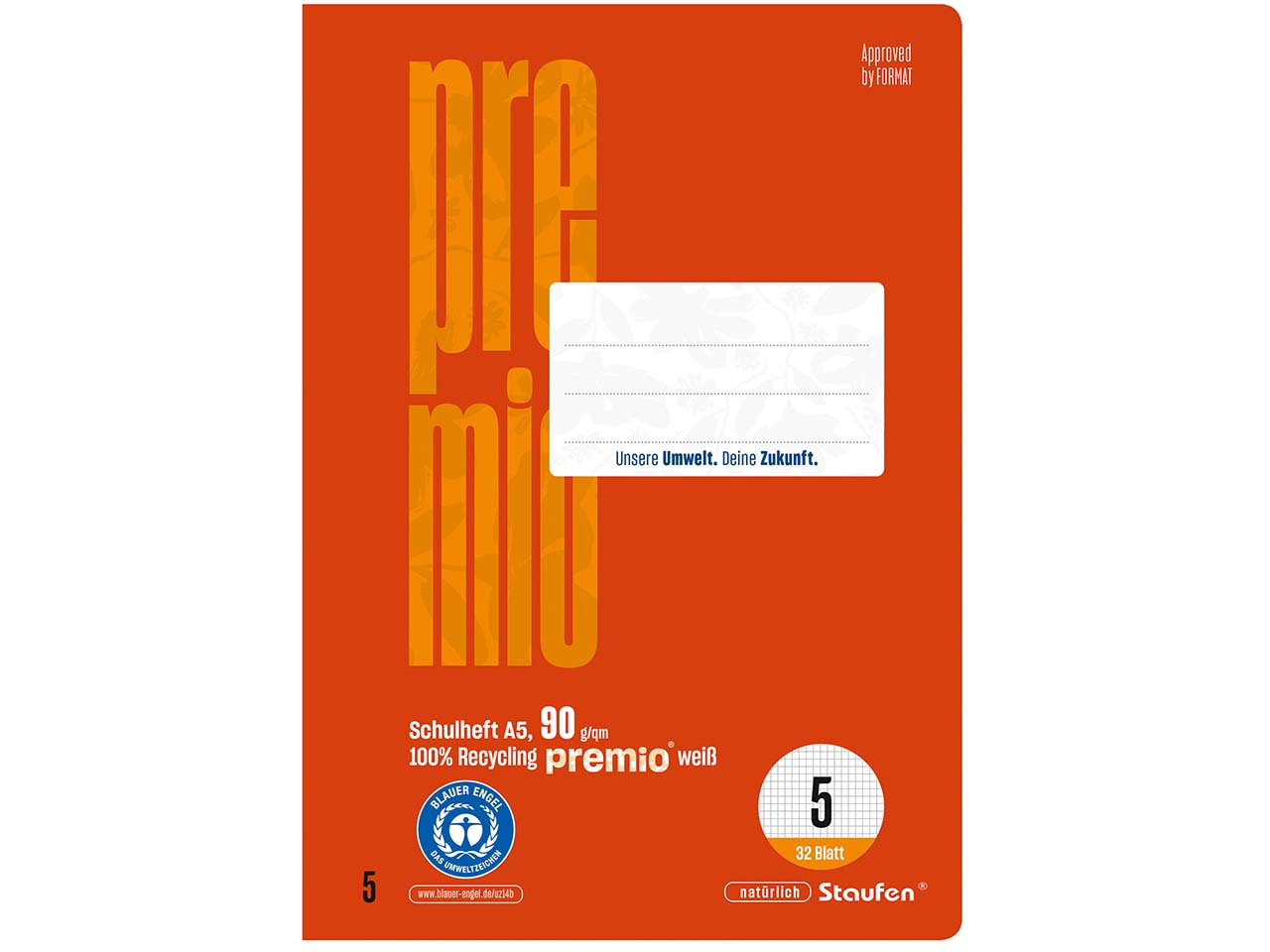 Staufen "Premio" Doppelschulheft DIN A5, 90 g/m², Lineatur 5