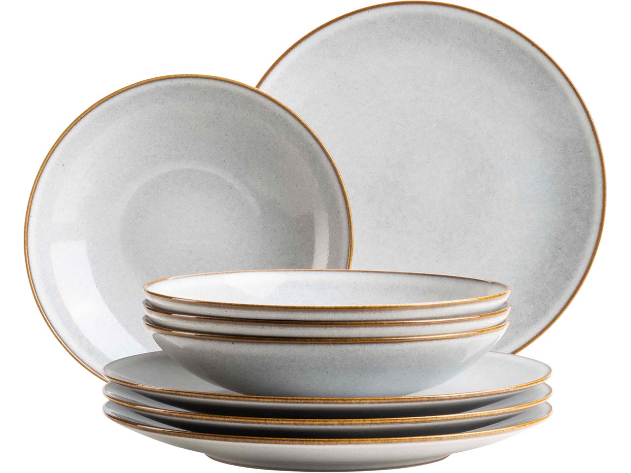 Mäser Tafelservice 8-tlg. "Smoky's" Steinzeug, weiß