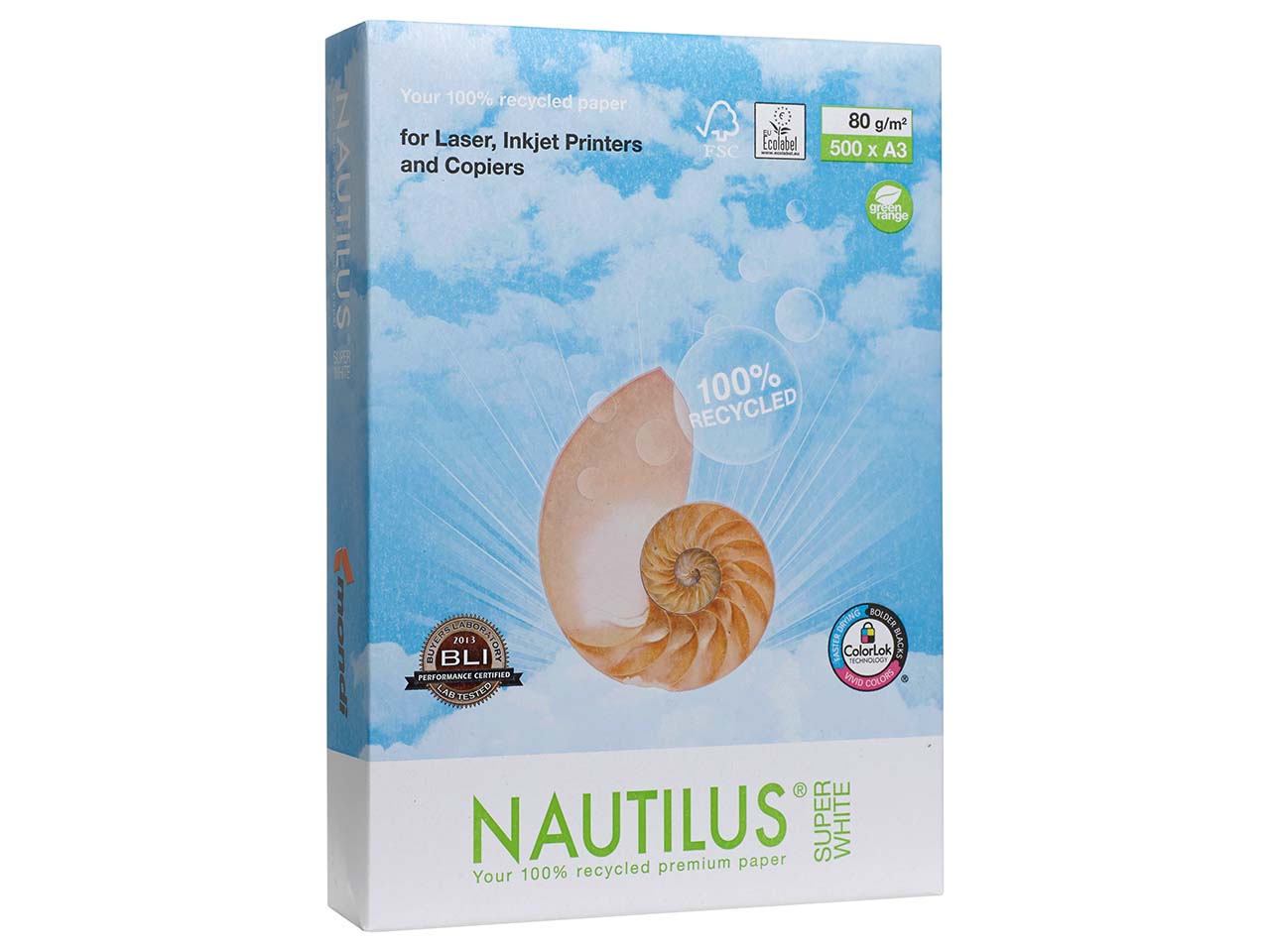 500 Blatt mondi Recycling Kopierpapier "Nautilus Super White" DIN A3