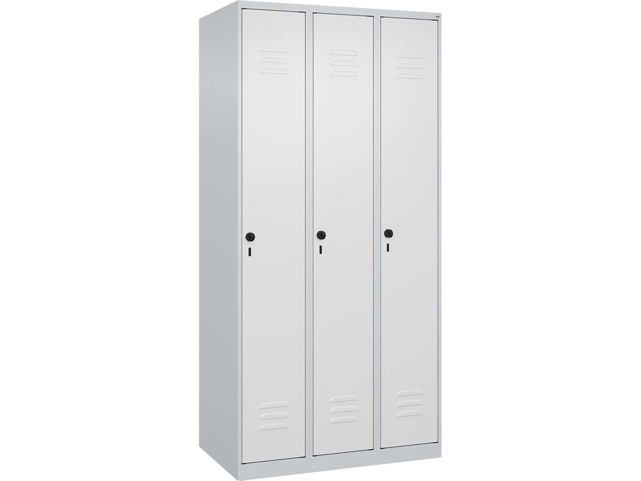 C+P Spind Classic PLUS, 3 Abteile, 1850x900x500mm, Lichtgrau/Verkehrsweiß