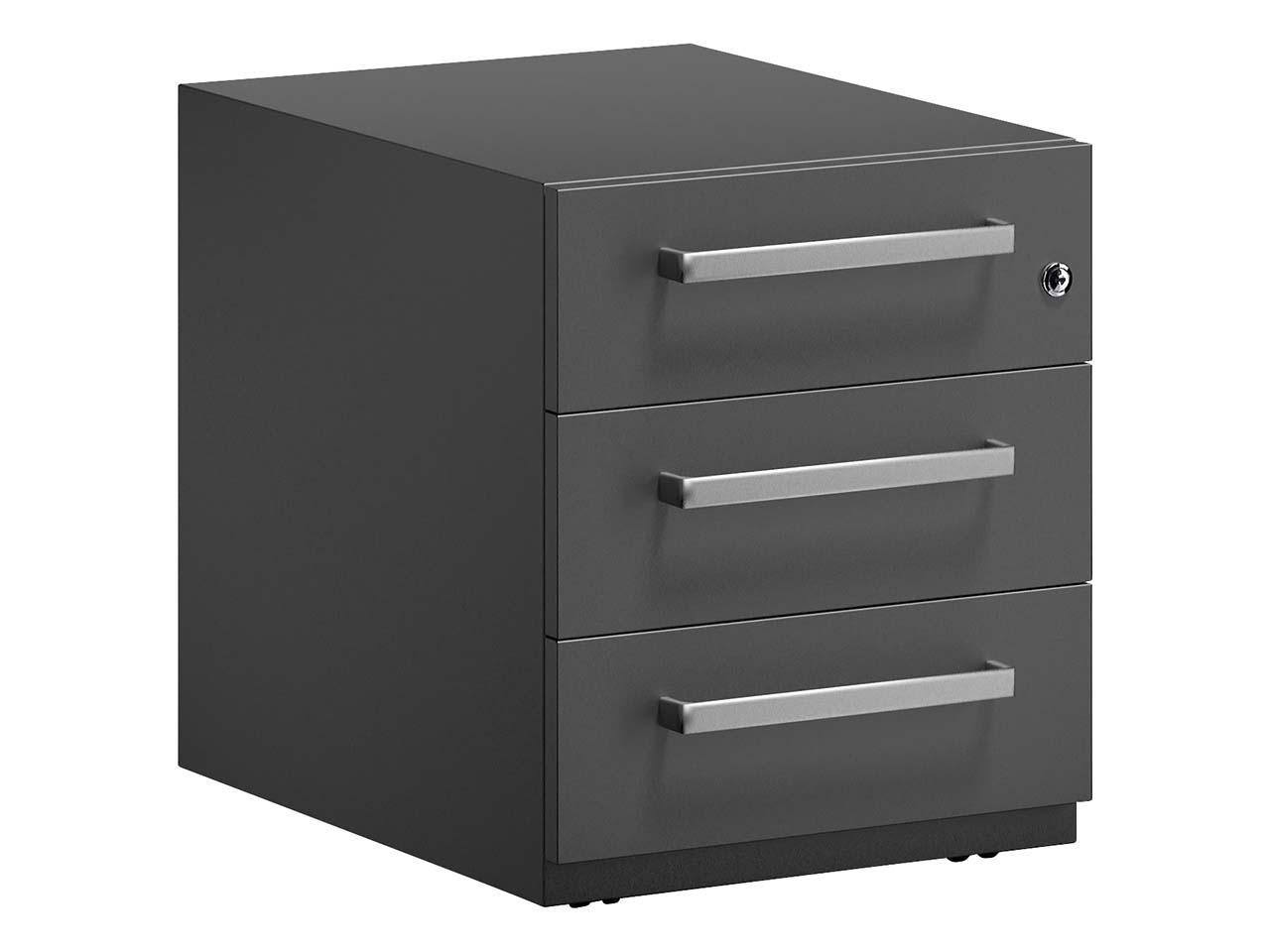 BISLEY Rollcontainer "Note" mit Griff, 3 Schubladen T 56,5 cm schwarz