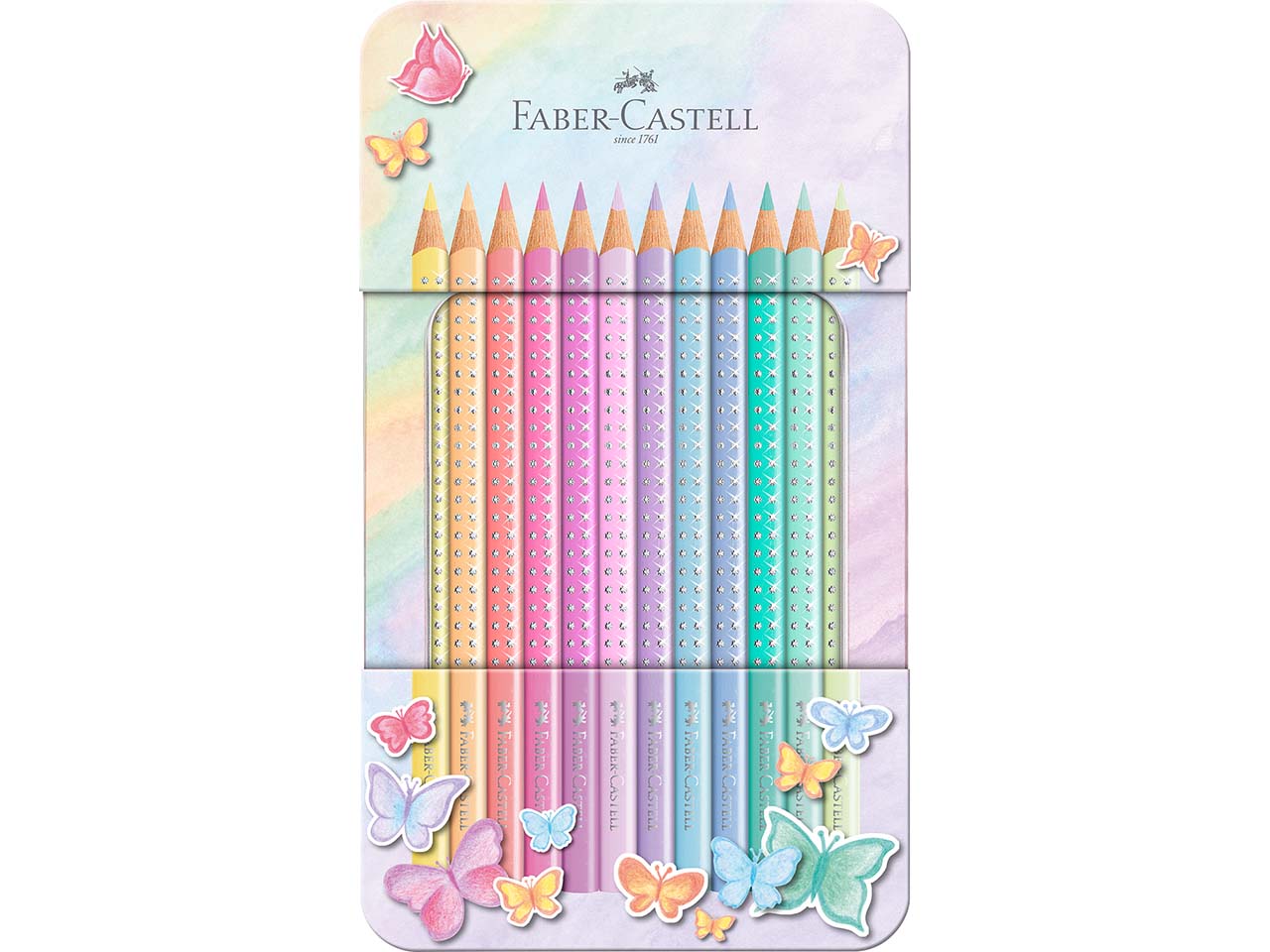 Faber-Castell Buntstifte Sparkle Pastell, 12er-Set im Metalletui