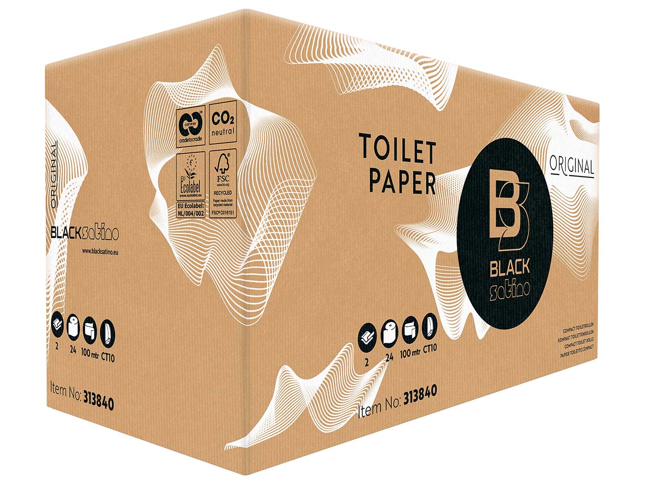 BlackSatino Toilettenpapier Kompaktrollen 2-lagig, 24 x 100 m