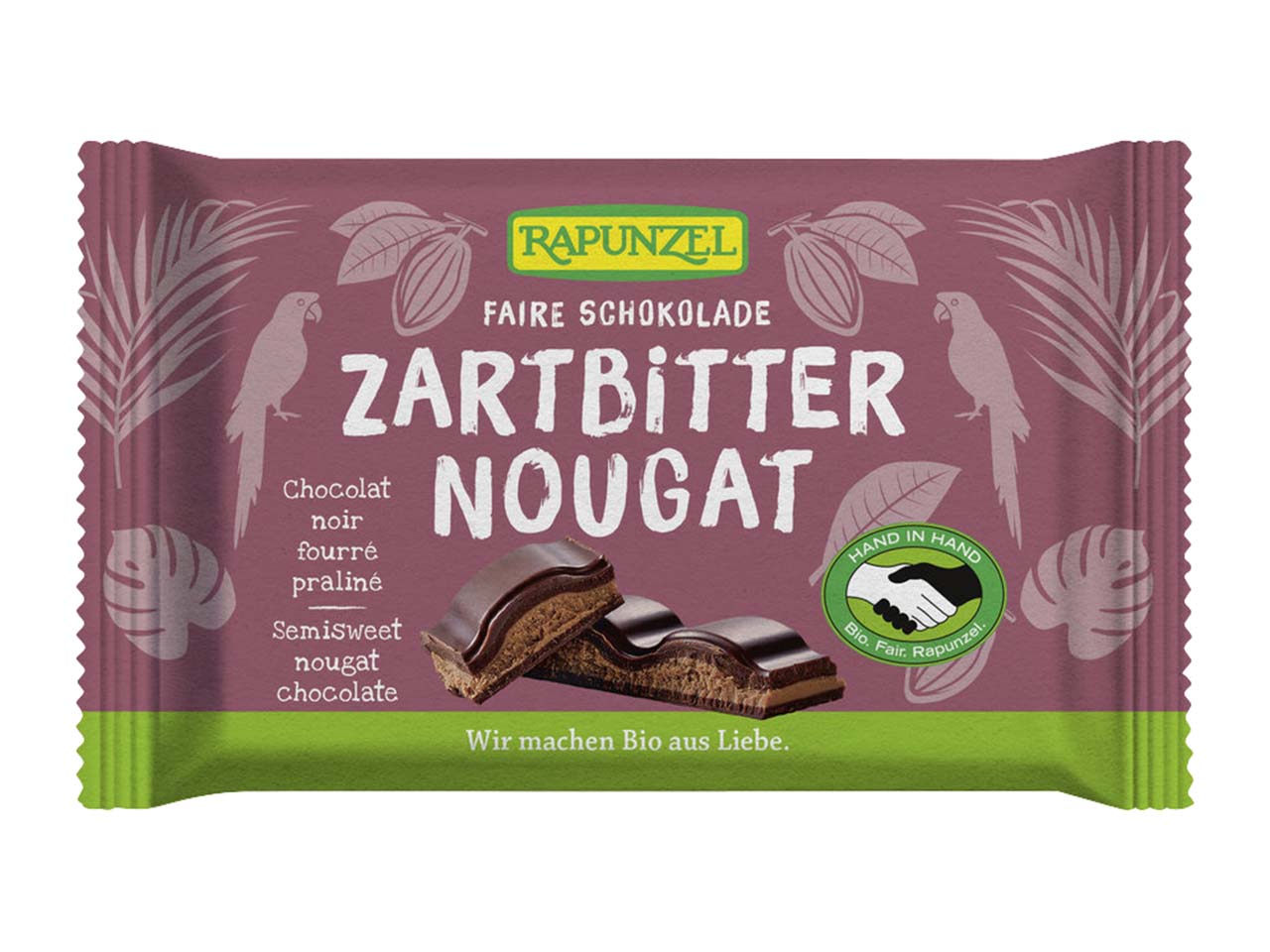 RAPUNZEL Bio-Zartbitter-Nougat-Schokolade, 100 g
