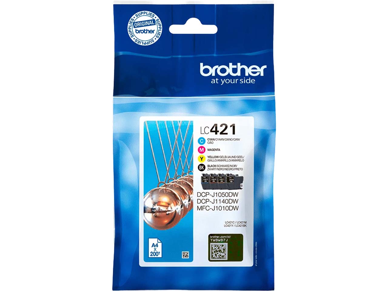 4er Set Brother Tintenpatronen LC-421BK/C/M/Y schwarz, cyan, magenta, gelb