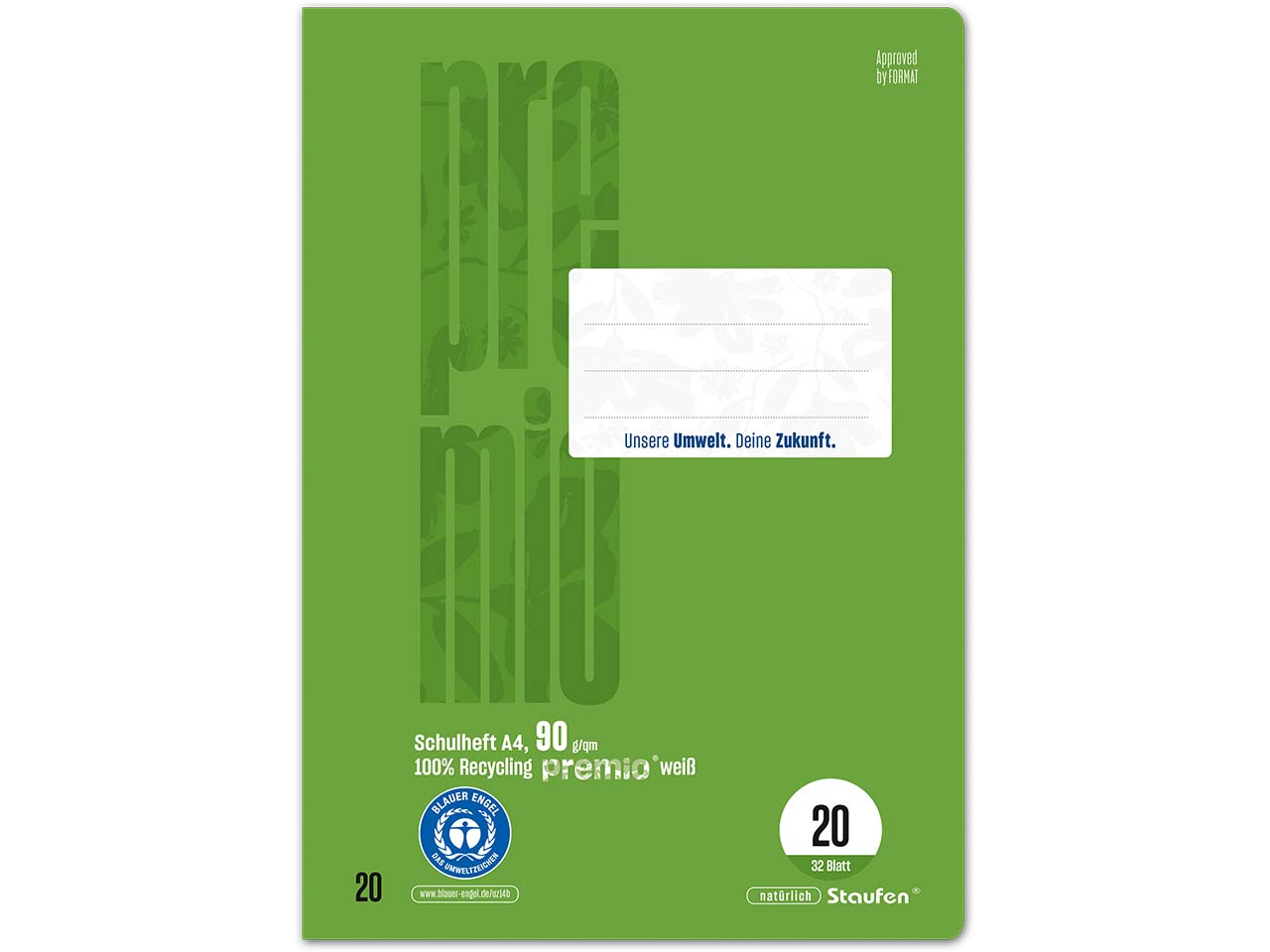 Staufen "Premio" Doppelschulheft DIN A4, 90g/m², Lineatur 20