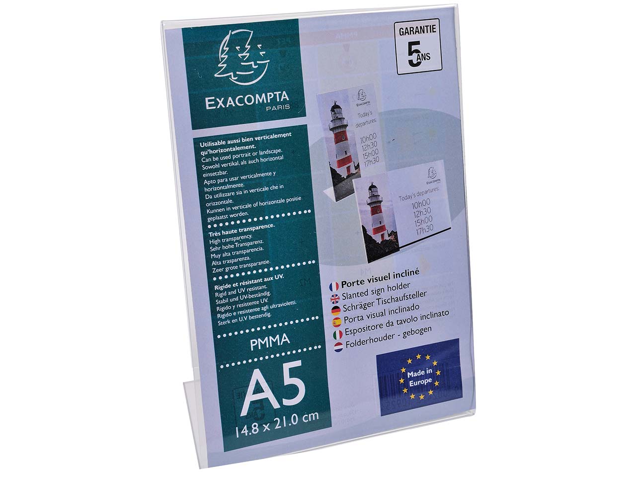 Exacompta Tischaufsteller abgeschrägt "Exacryl" aus PMMA, DIN A5, vertikal