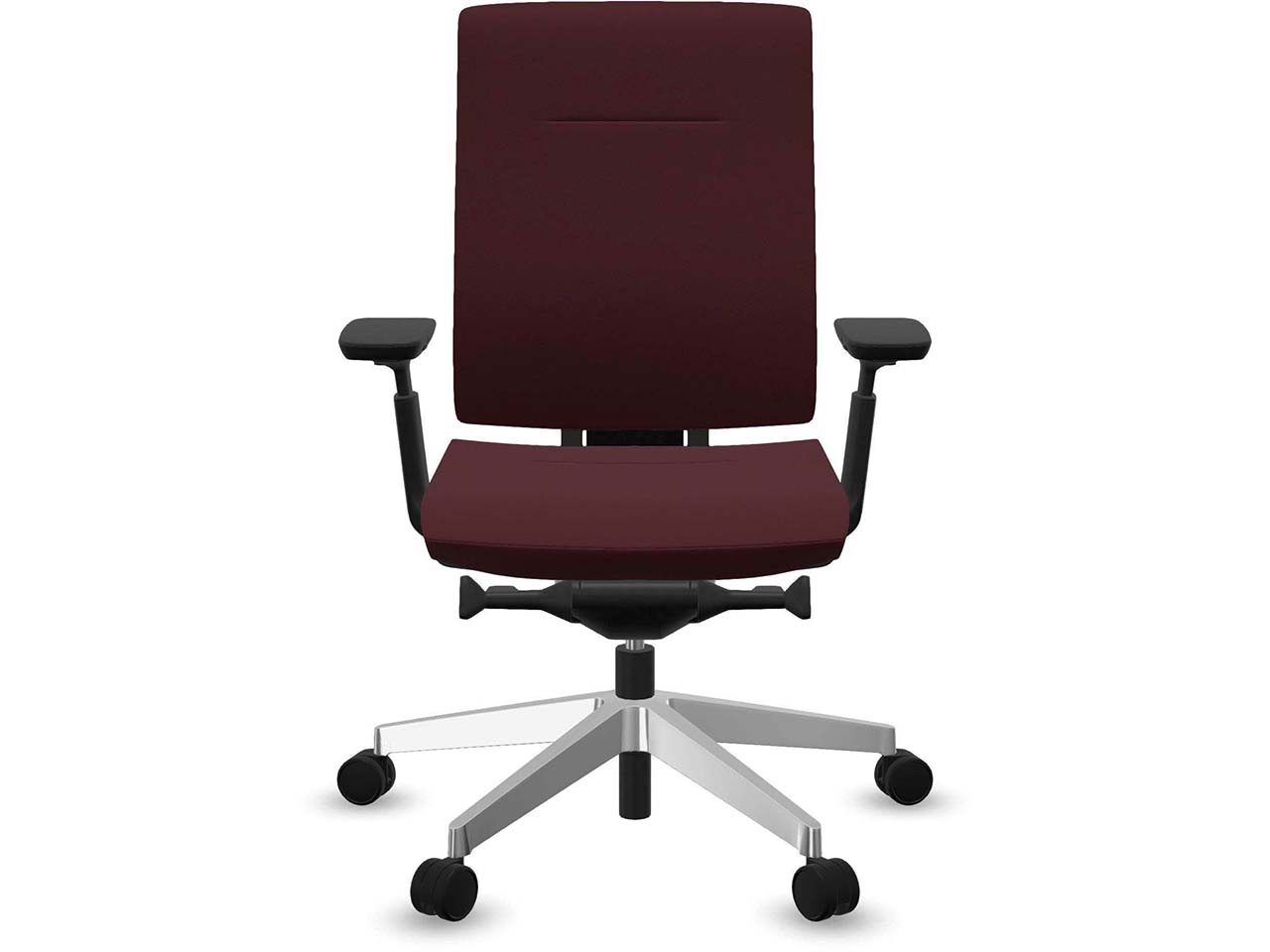 Profim Bürodrehstuhl "XENON" mit Armlehnen, Gestell: silber, Stoff: bordeaux