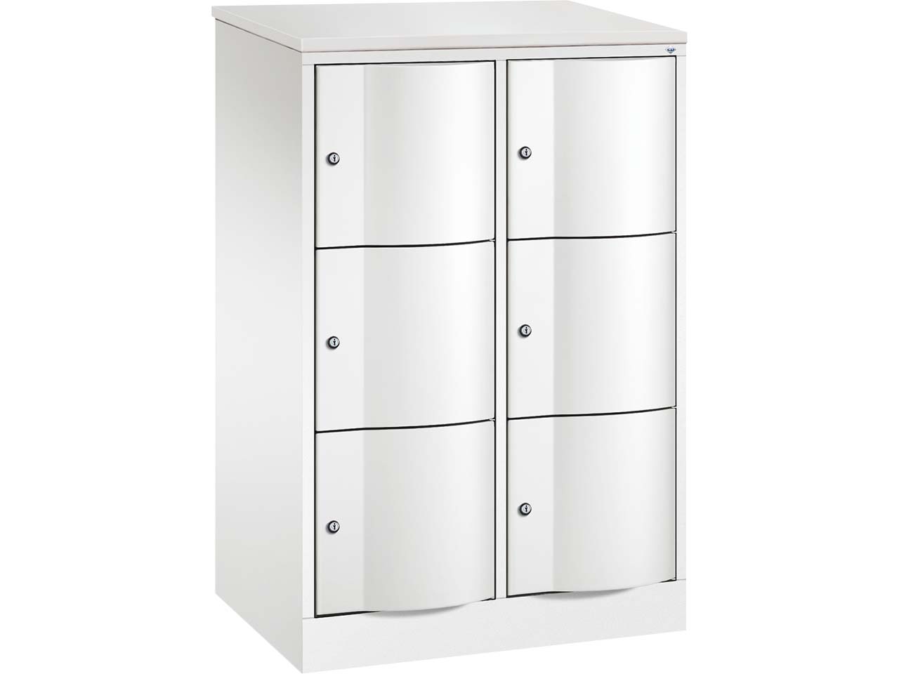 Schließfachschrank 2 Türme, H1950xB772xT540mm, 3er, Verkehrsweiß