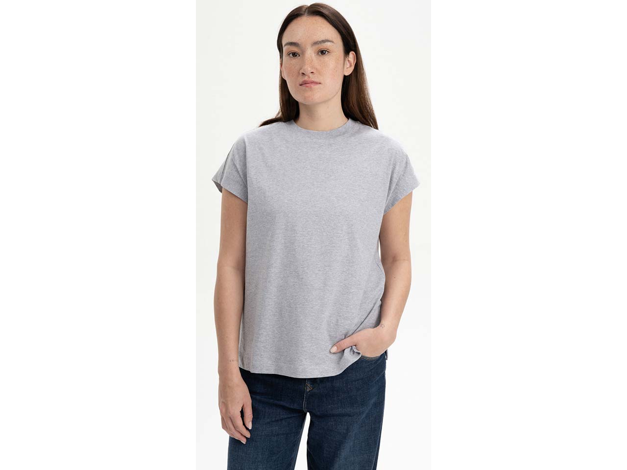 MELA Bio-Damen-T-Shirt "MADHU" mit Fledermausärmeln, grau melange, Gr. S
