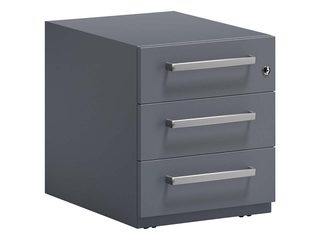 BISLEY Rollcontainer "Note" mit Griff, 3 Schubladen T 56,5 cm anthrazitgrau