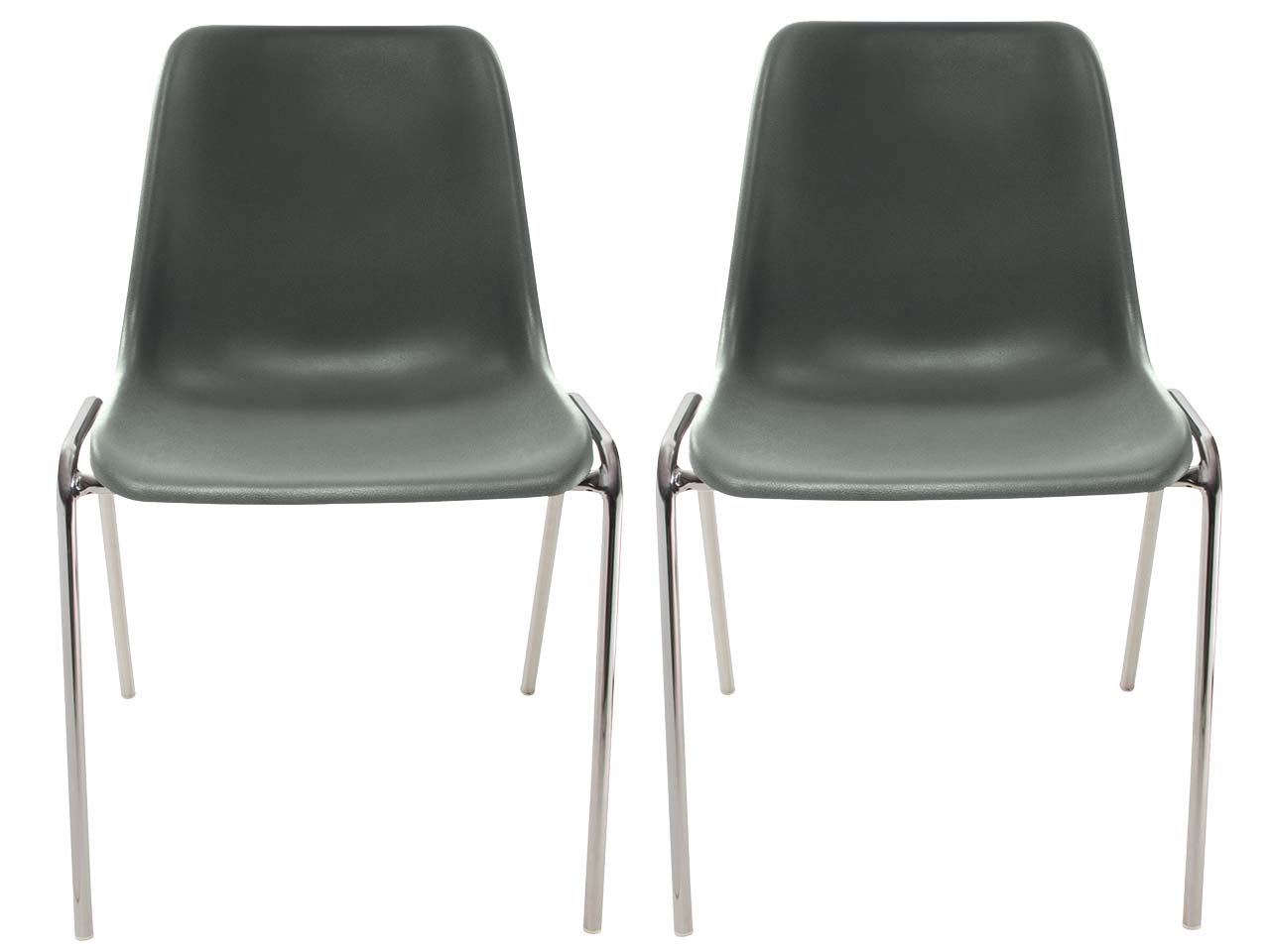 2x Besucherstuhl "ECO" Gestell verchromt, Kunststoffschale anthrazit