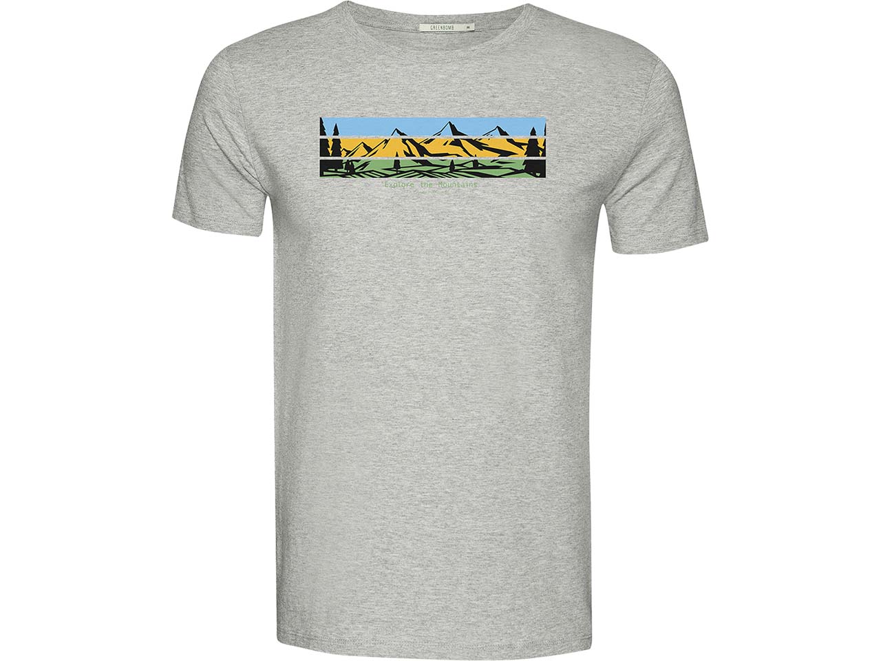 GREENBOMB Bio-Herren-T-Shirt "Discover" mit Rundhalsausschnitt, heather grey, Gr. XL