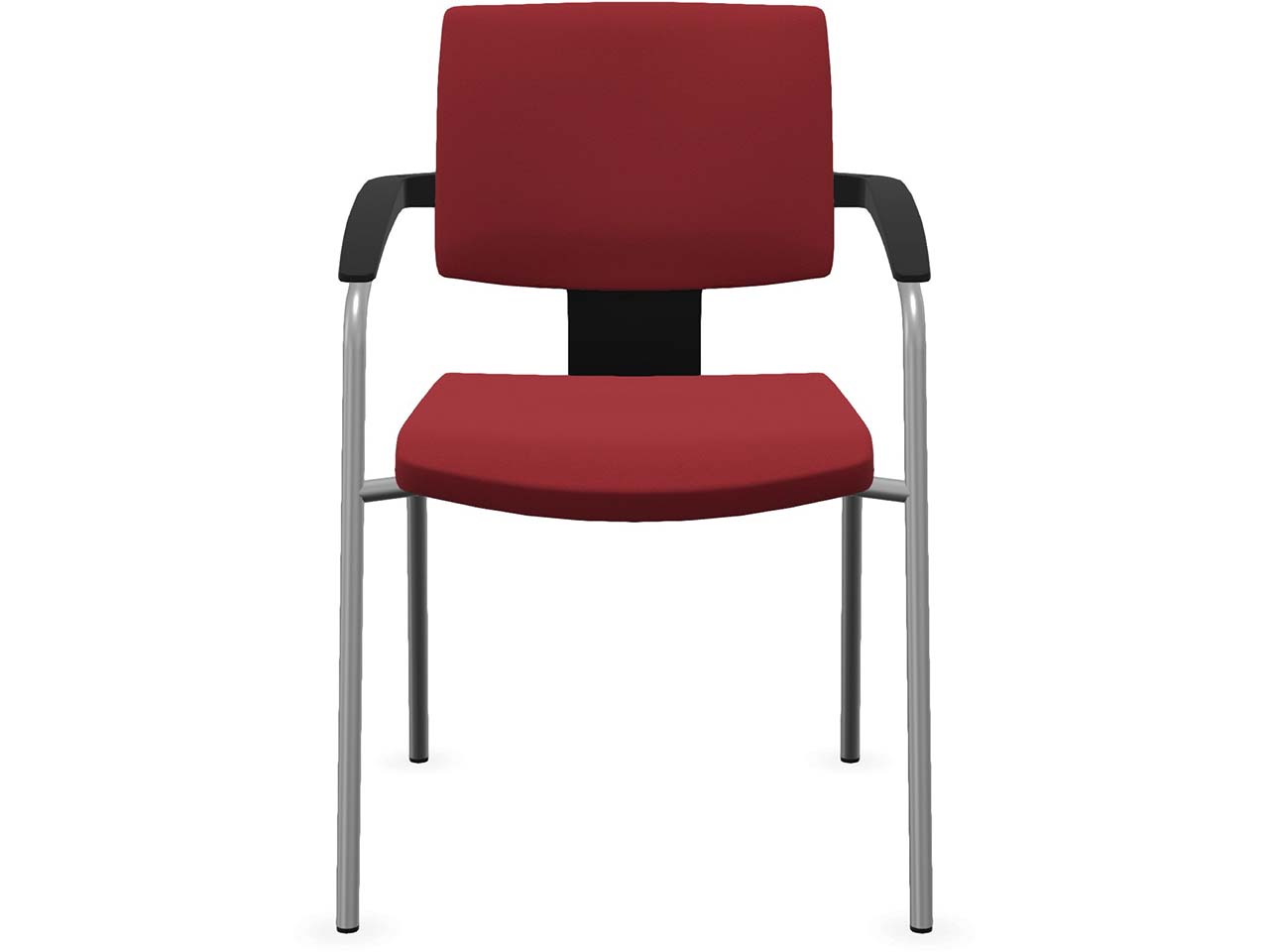 Profim Besucherstuhl "XENON" mit Armlehnen, stapelbar, silber, Stoff: rot