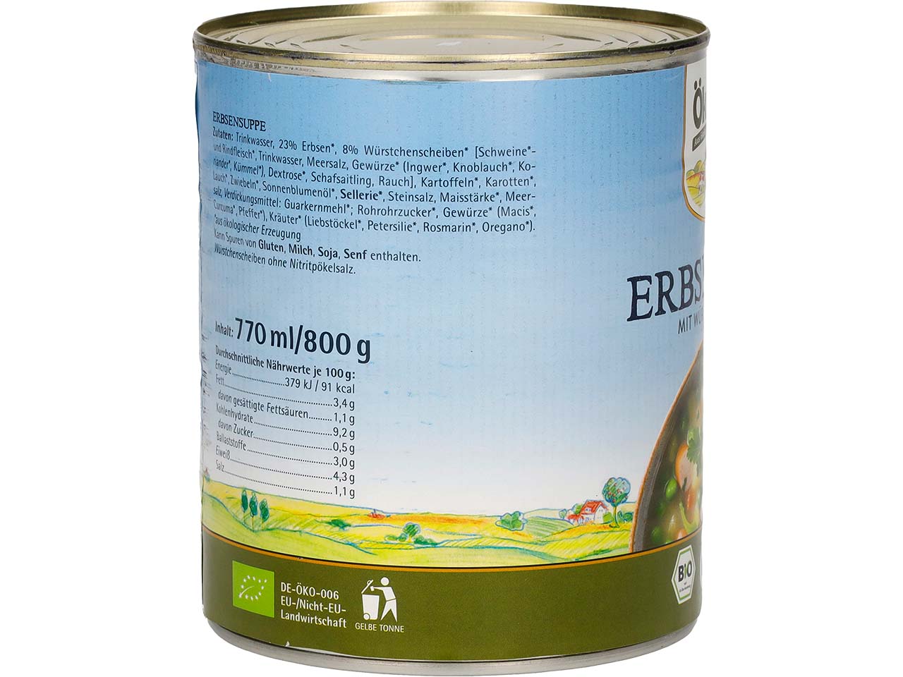 Ökoland Bio-Erbsensuppe mit Würstchen, 800 g