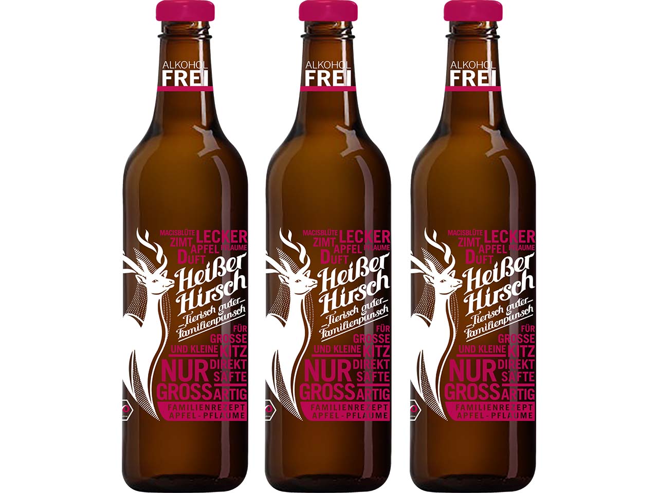 Heißer Hirsch Bio-Punsch "Apfel und Plaume" alkoholfrei, 3 Stk.