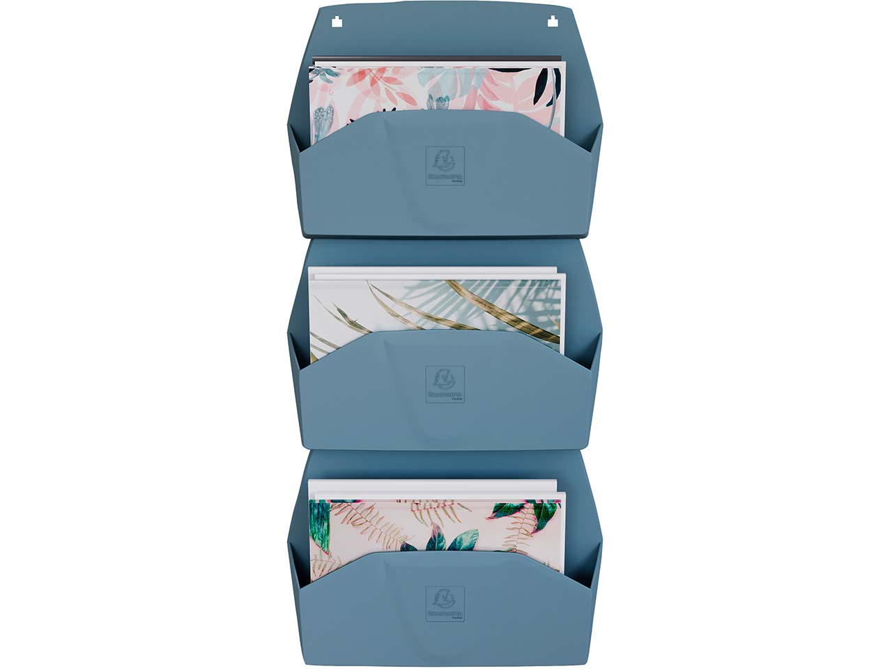 Exacompta Wandprospekthalter "AutentiK" horizontal, 1 Fach, 72 x 382 x 289 mm, blau-grau Exacompta Wandprospekthalter "AutentiK" horizontal, 1 Fach, 72 x 382 x 289 mm, blau-grau