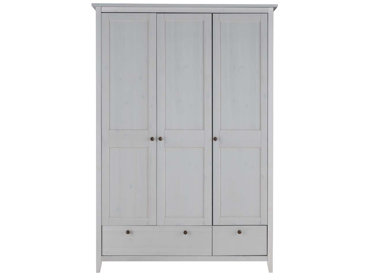 Kleiderschrank "Solvita" 3-türig, 1 große, 1 kleine Schublade, Kiefer weiß