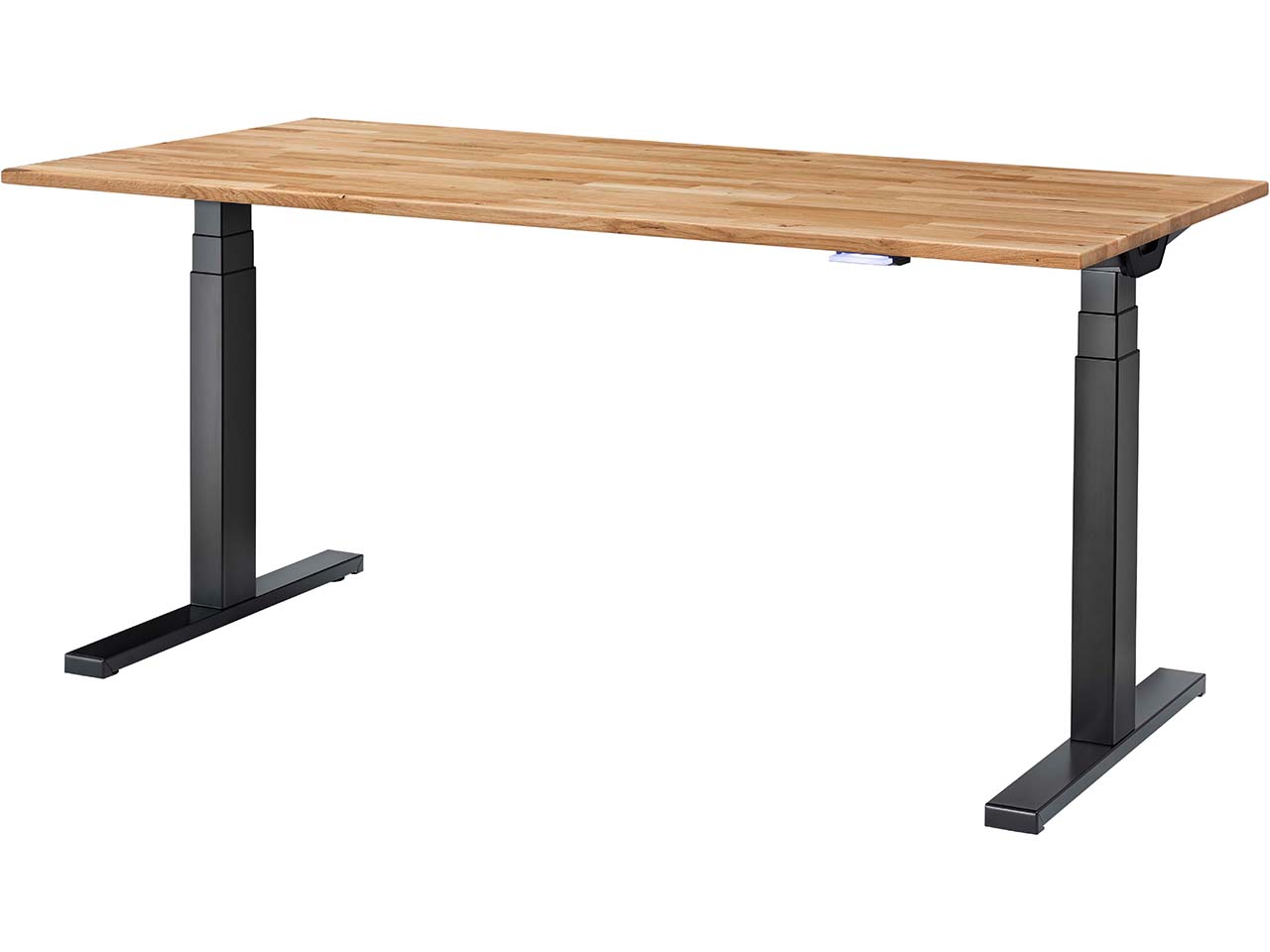 memo Höhenverstellbarer Schreibtisch "Sit-Up 3.0" schwarz, Eiche massiv, 150 x 70 cm