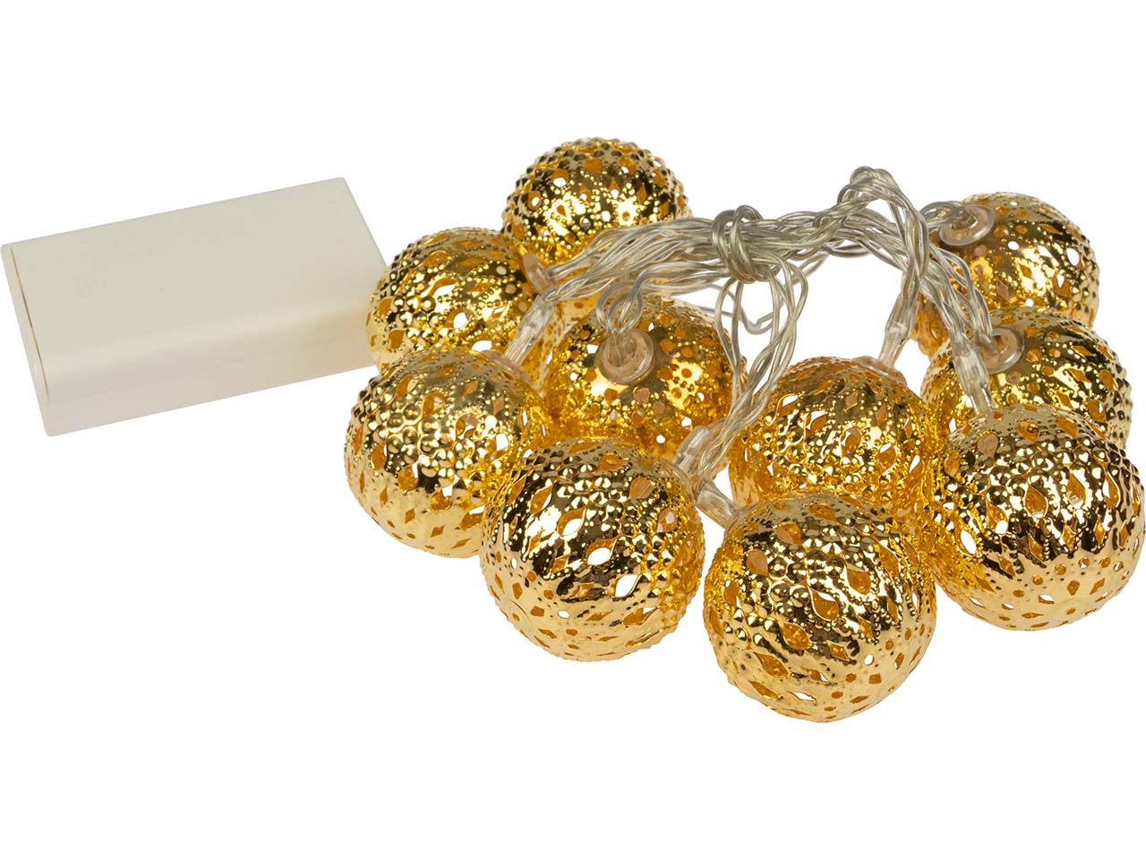 Konstsmide LED-Dekolichterkette "Kugeln" gold, 10 Dioden warmweiß