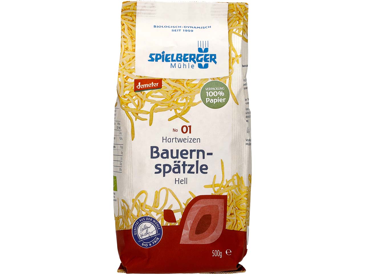 Spielberger Mühle Bio-Bauernspätzle aus Hartweizengrieß, 500 g