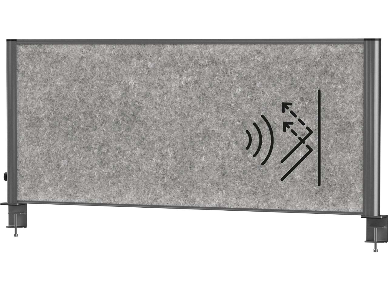 MAUL Tisch-Trennwand "MAULconnecto Uplight" anthrazit, Akustik 120 x 50 cm, dunkelgrau