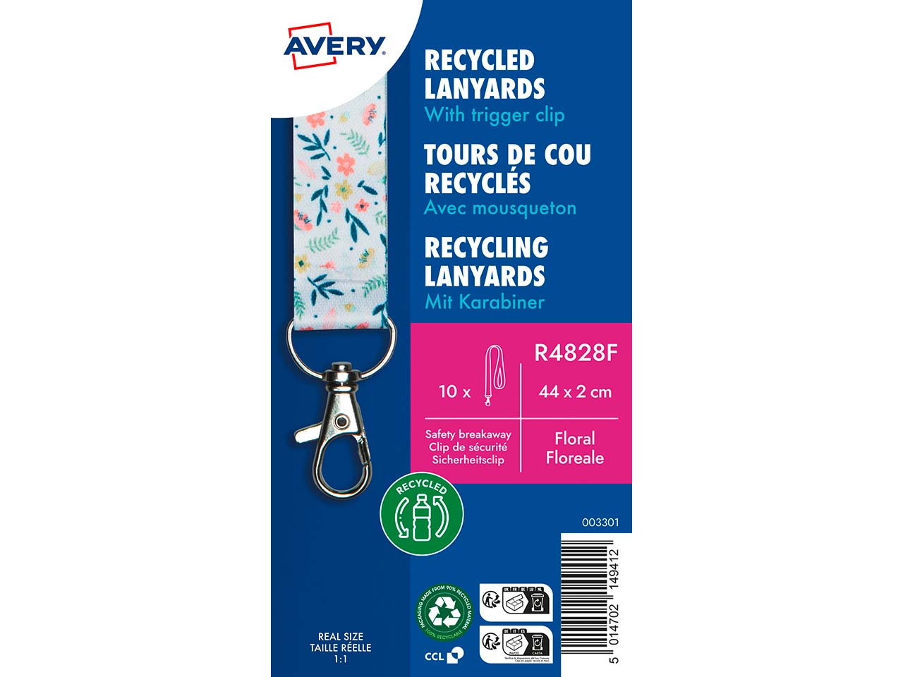 Avery Zweckform 10 Lanyards aus Recyclingkunststoff 440 x 20 mm, floral