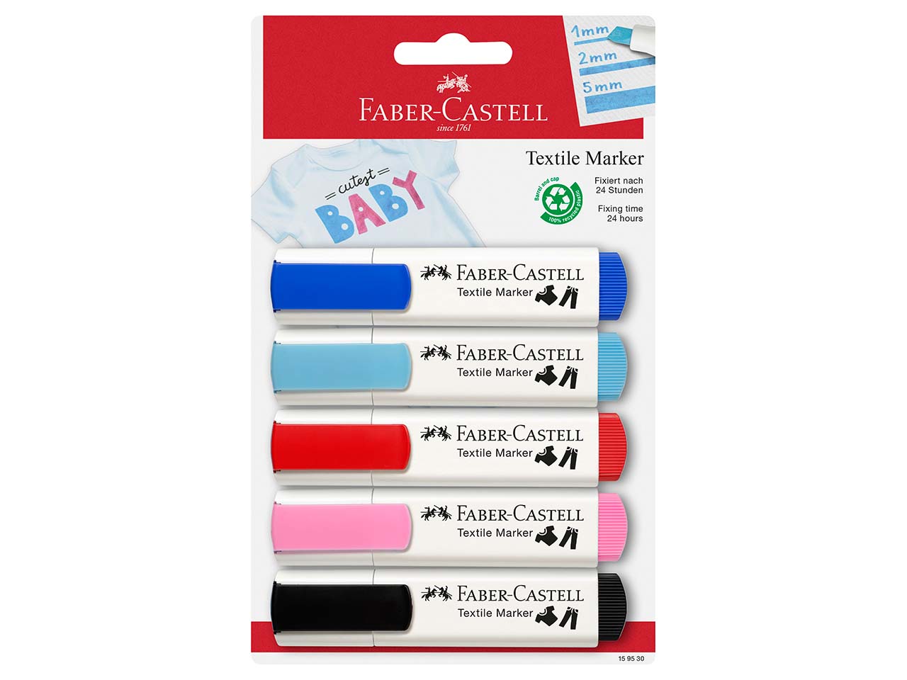 5er-Set Faber-Castell Textilmarker "Babyparty"