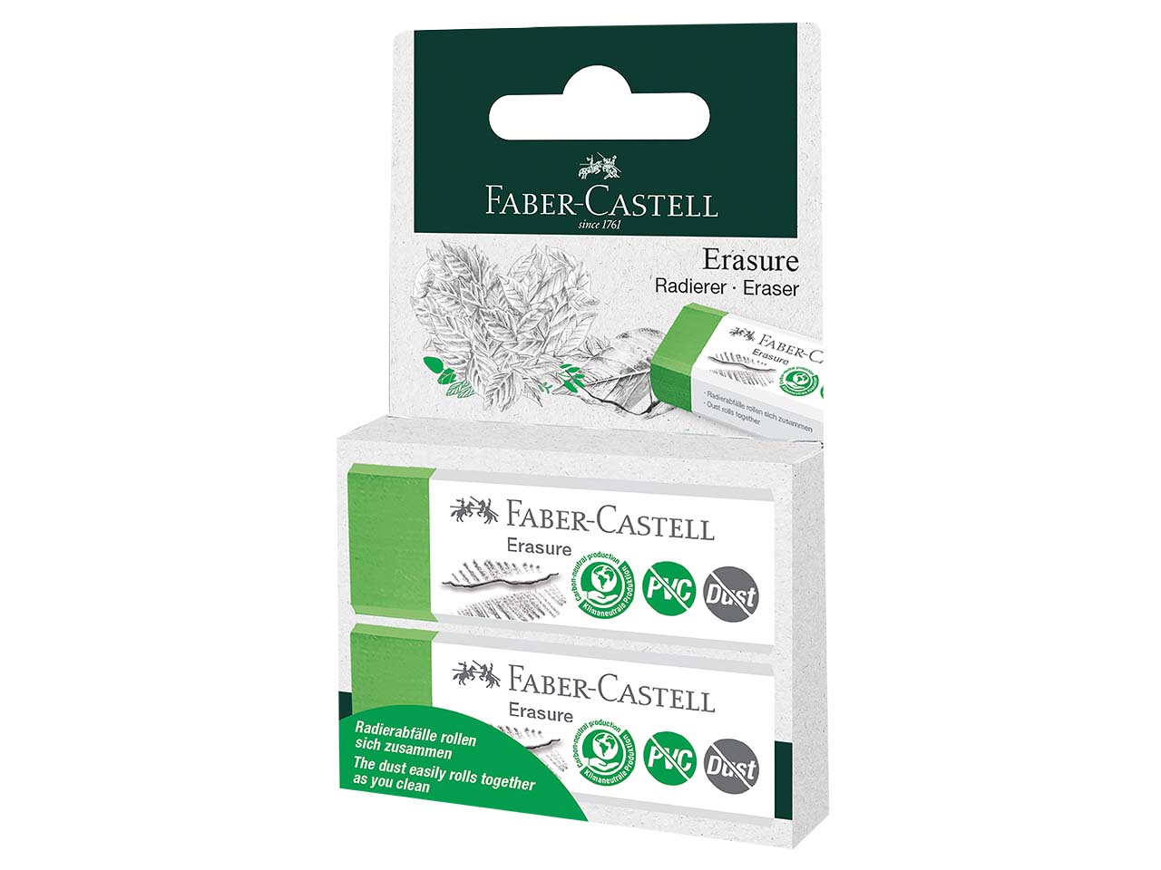 Faber-Castell Radierer 'Erasure' PVC-frei & Dust-free 20, 2 Stk.