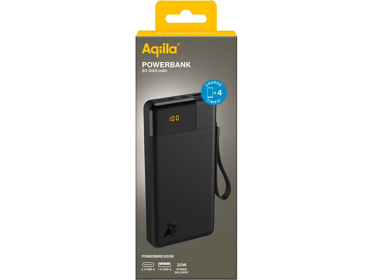 Aqiila Powerbank "Powerbird B20" 20.000 mAh, schwarz