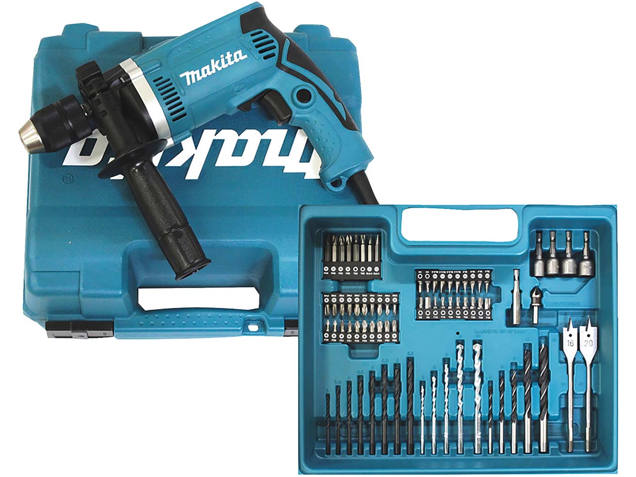 Makita Schlagbohrmaschine-Set "HP1631KX3" 710W, 74-teilig