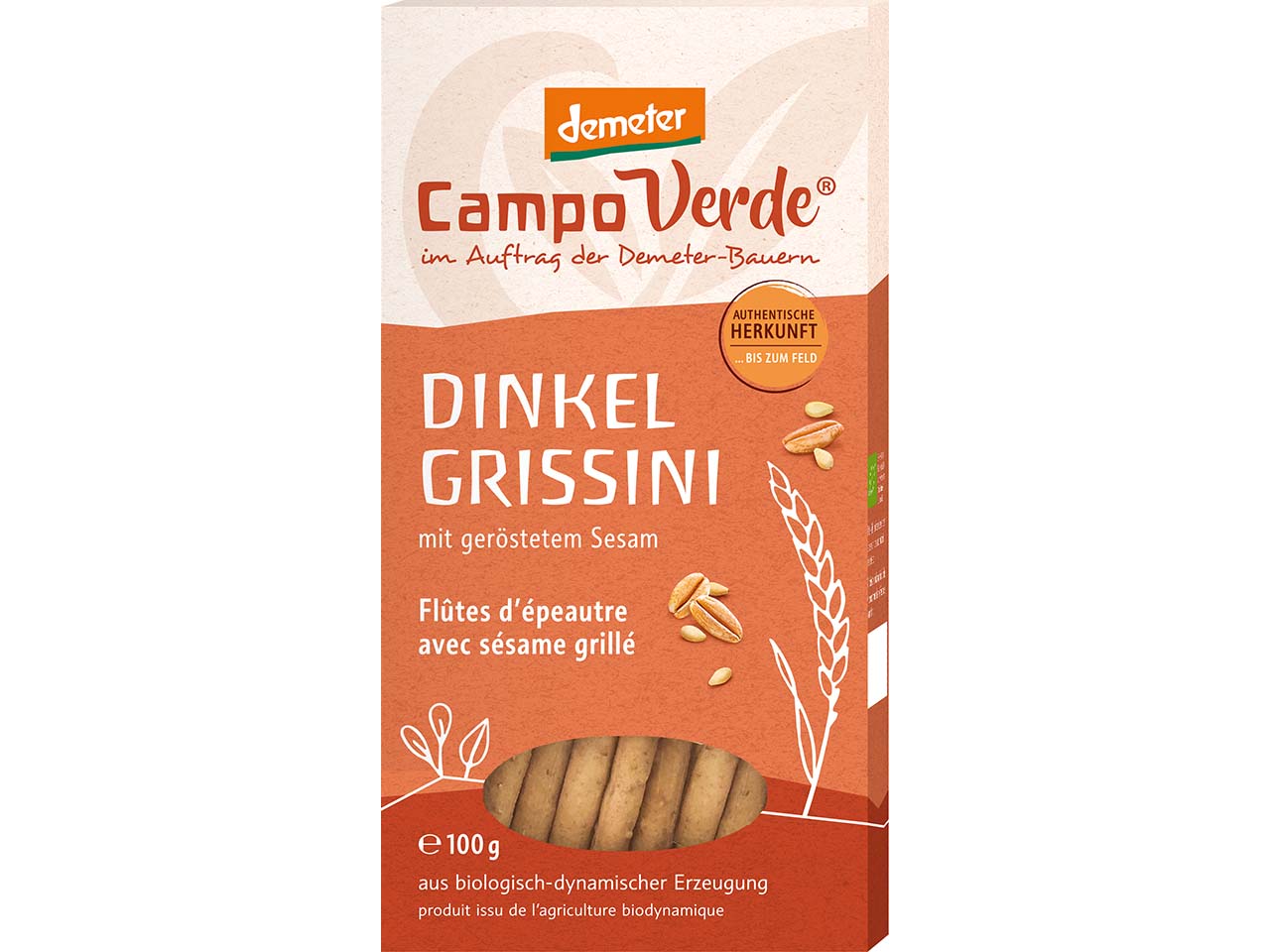 Campo Verde Bio-Dinkel-Grissini mit geröstetem Sesam, 100 g
