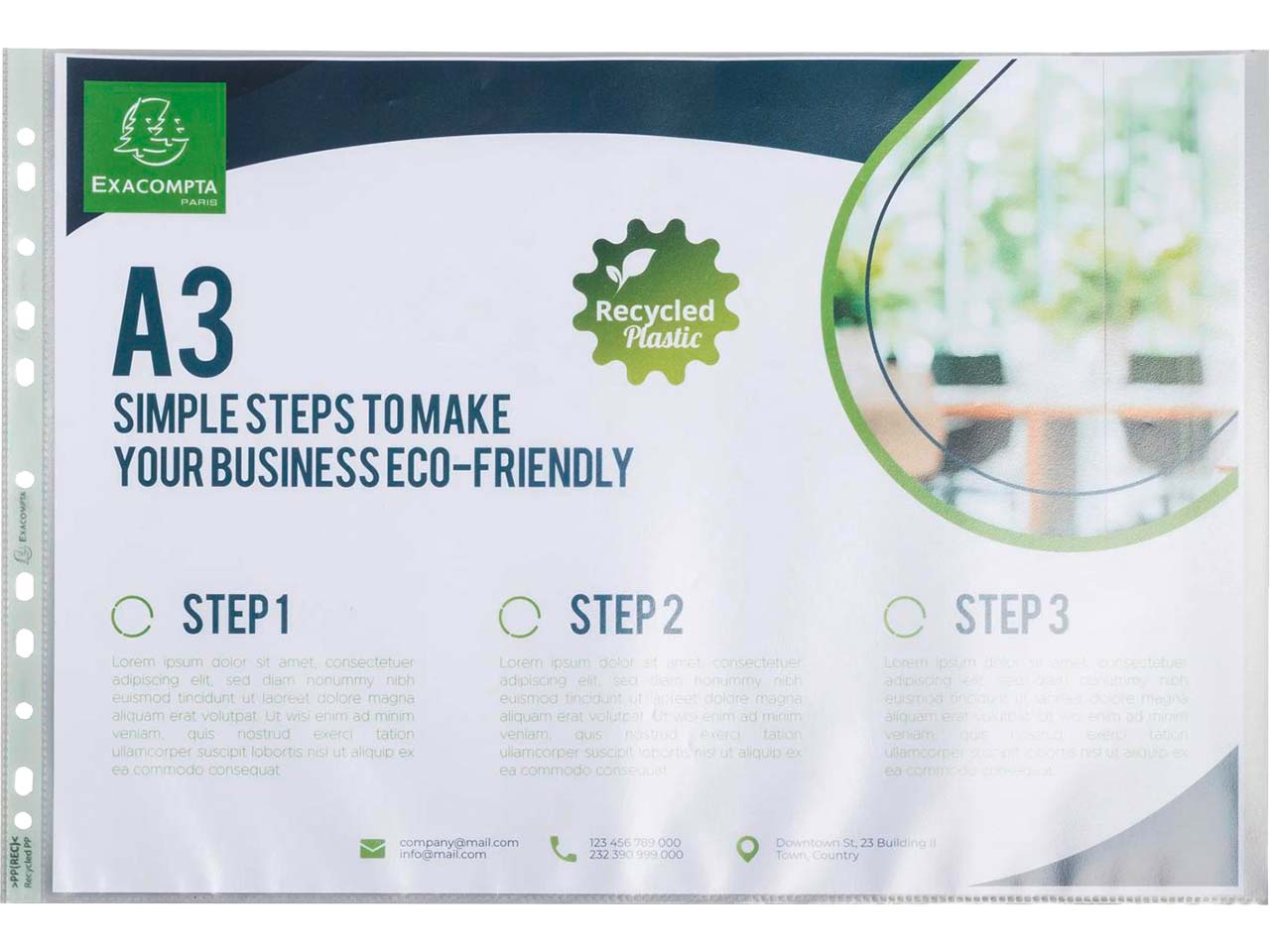 10 Exacompta Prospekthüllen "Forever" Recycling-PP, DIN A3, 90µ, genarbt