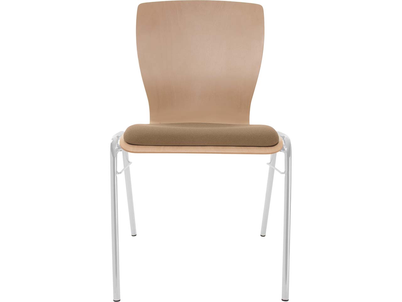 Besucherstuhl "A29" Buche, Gestell silber, Steg, Sitzpolster braun