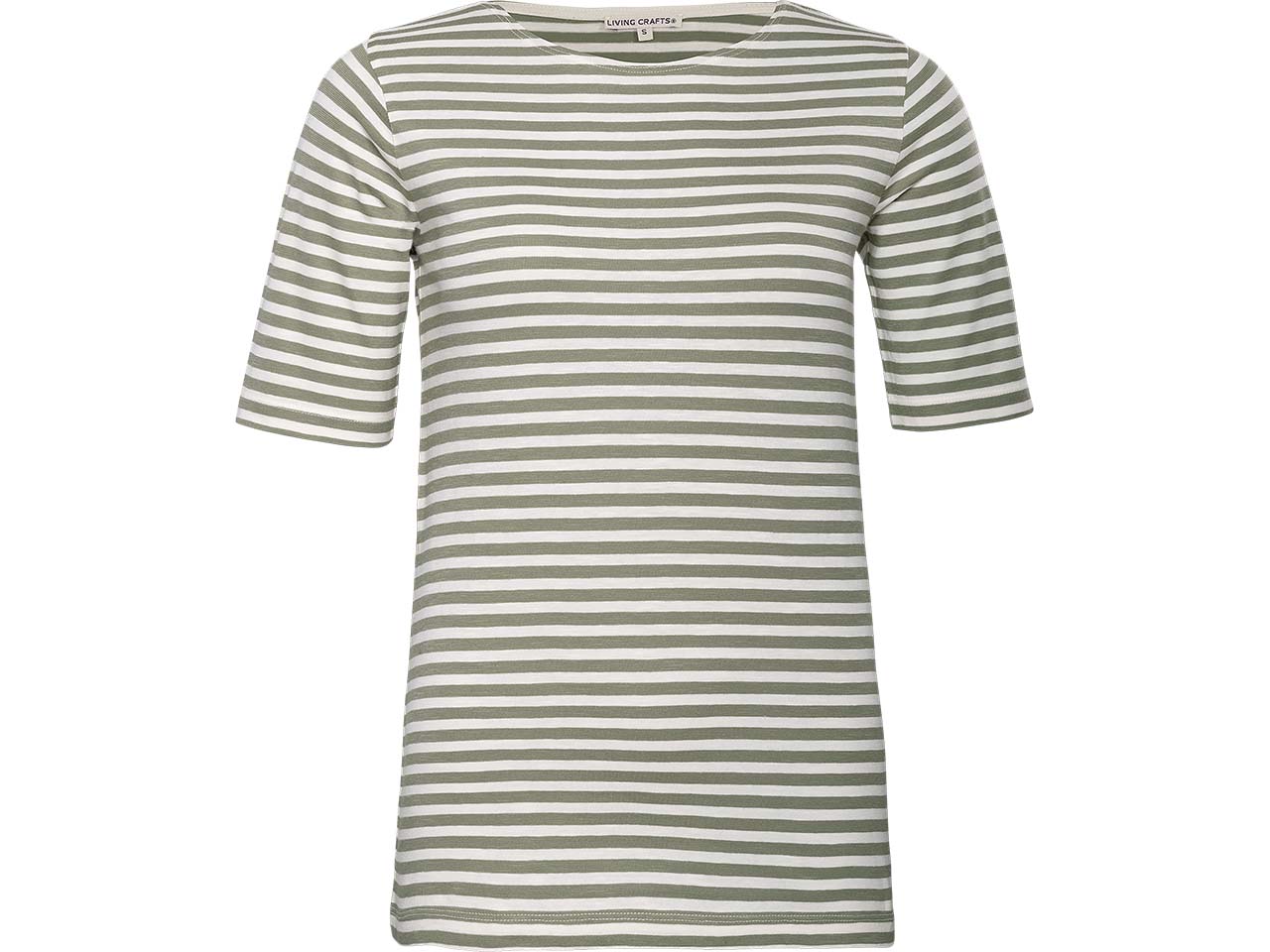 Living Crafts Bio-Damen-T-Shirt "TANINA" mit längeren Ärmel, cream/sage, Gr. S