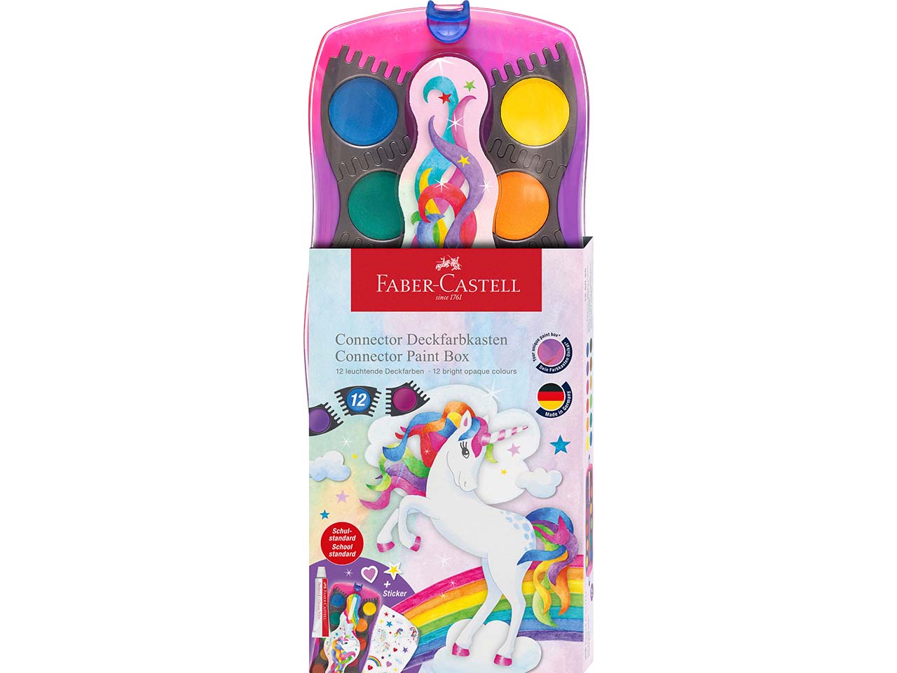 Faber-Castell Farbkasten "Connector" 12 Farben, Einhorn Faber-Castell Farbkasten "Connector" 12 Farben, Einhorn