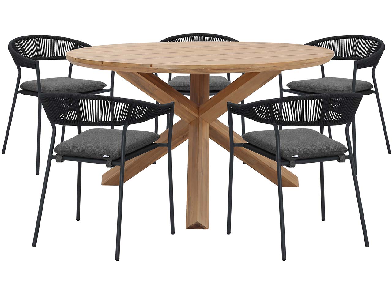 Gartenmöbel-Set "Delft & Sebastian", 6-teilig, 5 Stühle, Tisch ø 135 cm, anthracite