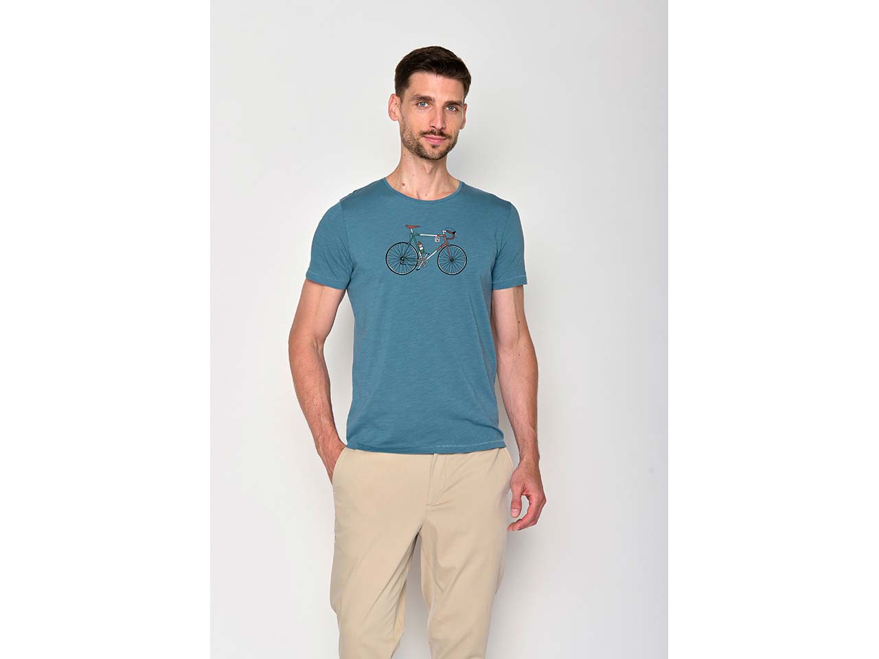 GREENBOMB Bio-Herren-T-Shirt "Bike Enzo" mit Rundhalsausschnitt, sloppy blue, Gr. M