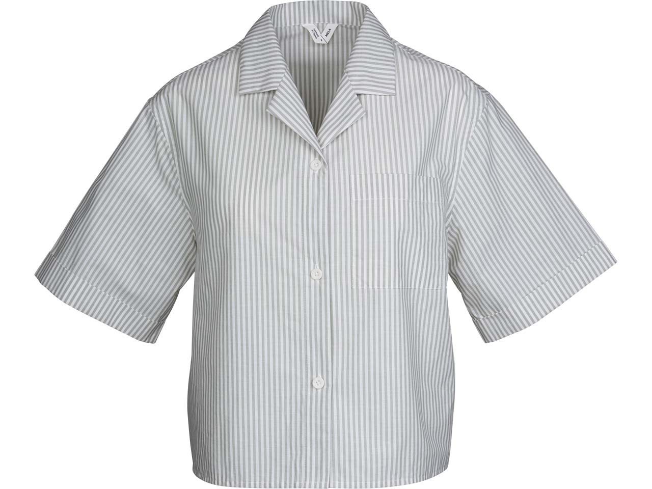 MELA Bio-Damen-Pyjamahemd "HANSIKA" aus Perkal, thymian/naturweiß, Gr. S