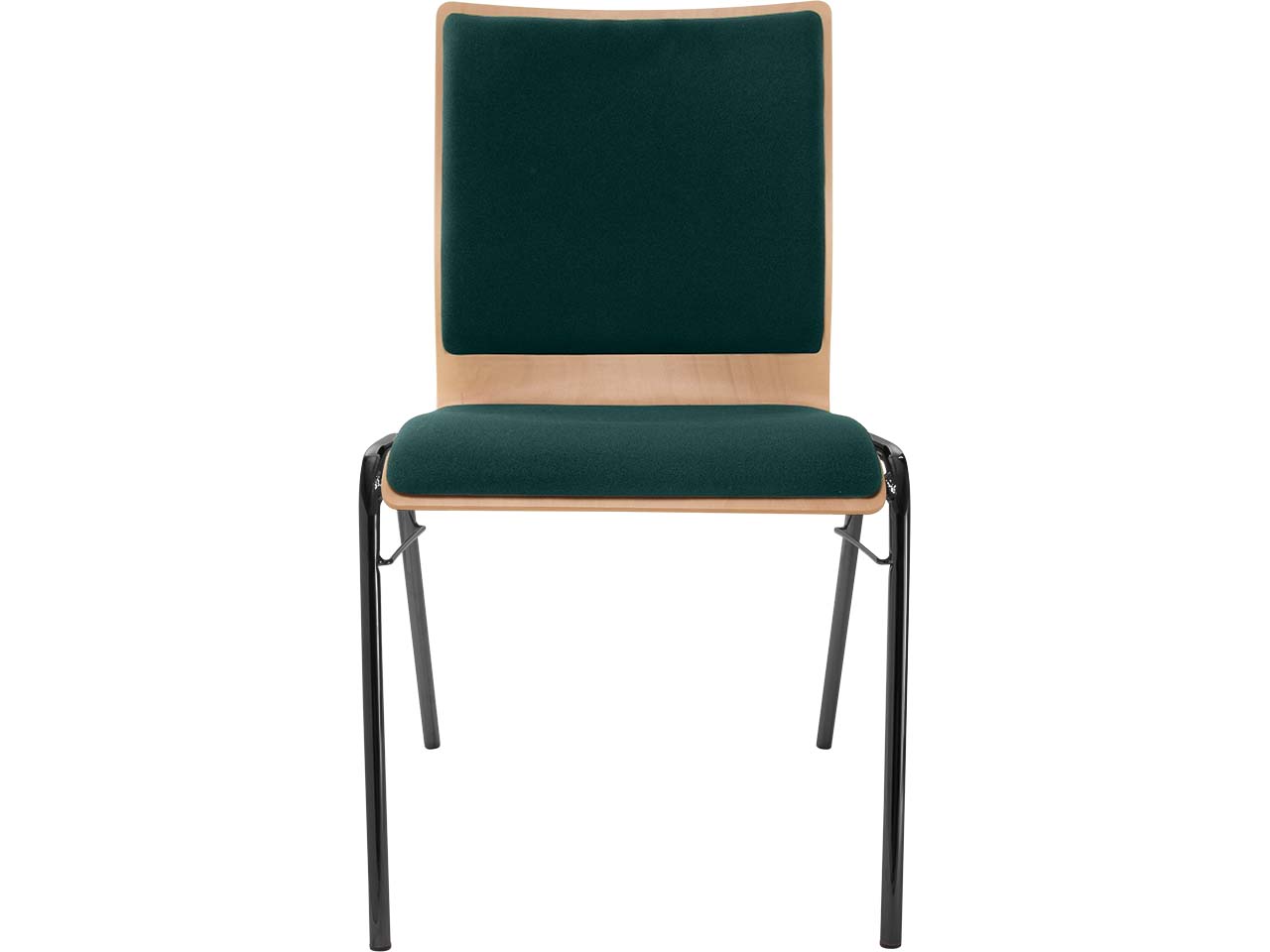 Besucherstuhl "A45" Buche lackiert, Gestell schwarz, Steg, Sitz- und Rückenpolster dunkelg