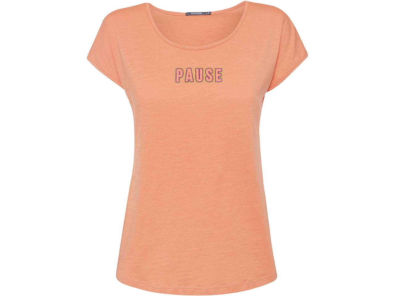 GREENBOMB Bio-Damen-T-Shirt "Pause 2" mit Rundhalsausschnitt, peach, Gr. L
