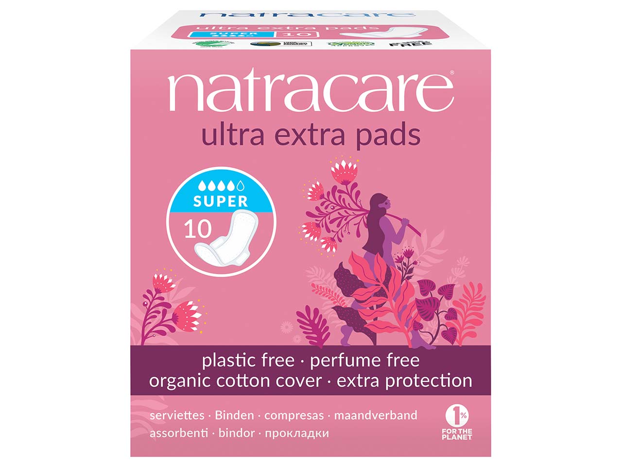 natracare Damenbinden ultra extra, super, 10 Stück